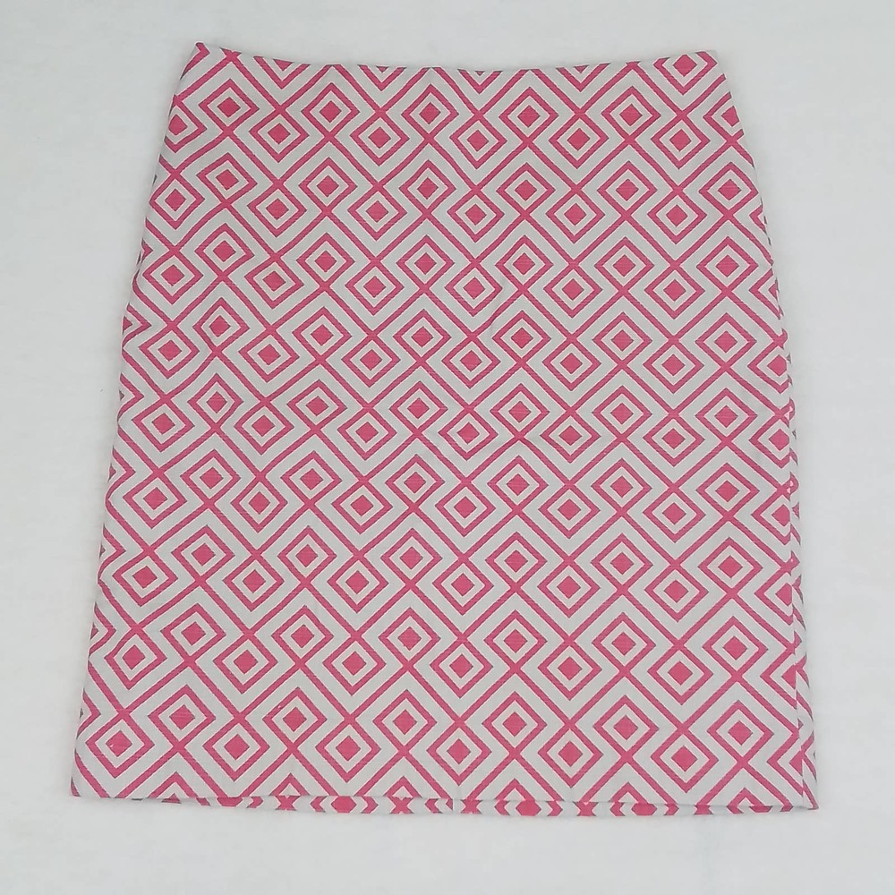 Ann Taylor Cotton Mini Skirt Size‎ 2 Petite in Pink Gray w/ Southwest Geo Design